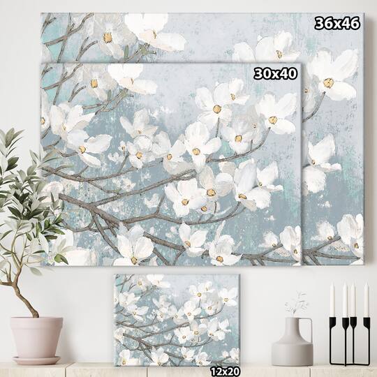 Designart - Blue on Grey Blossoms